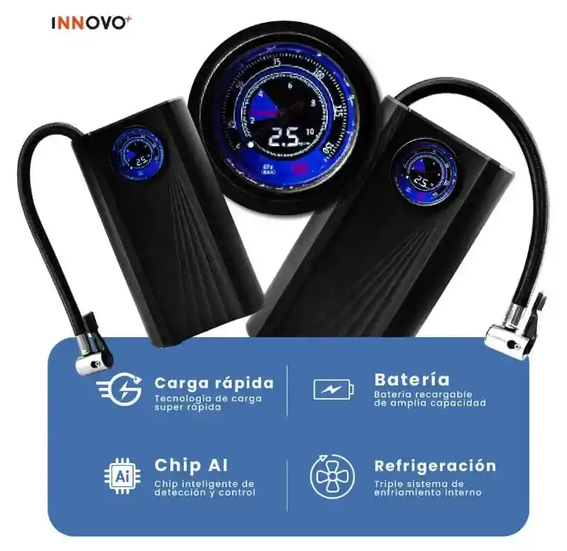 Compresor De Aire Portátil Recargable Digital Para Carro Moto Bicicleta
