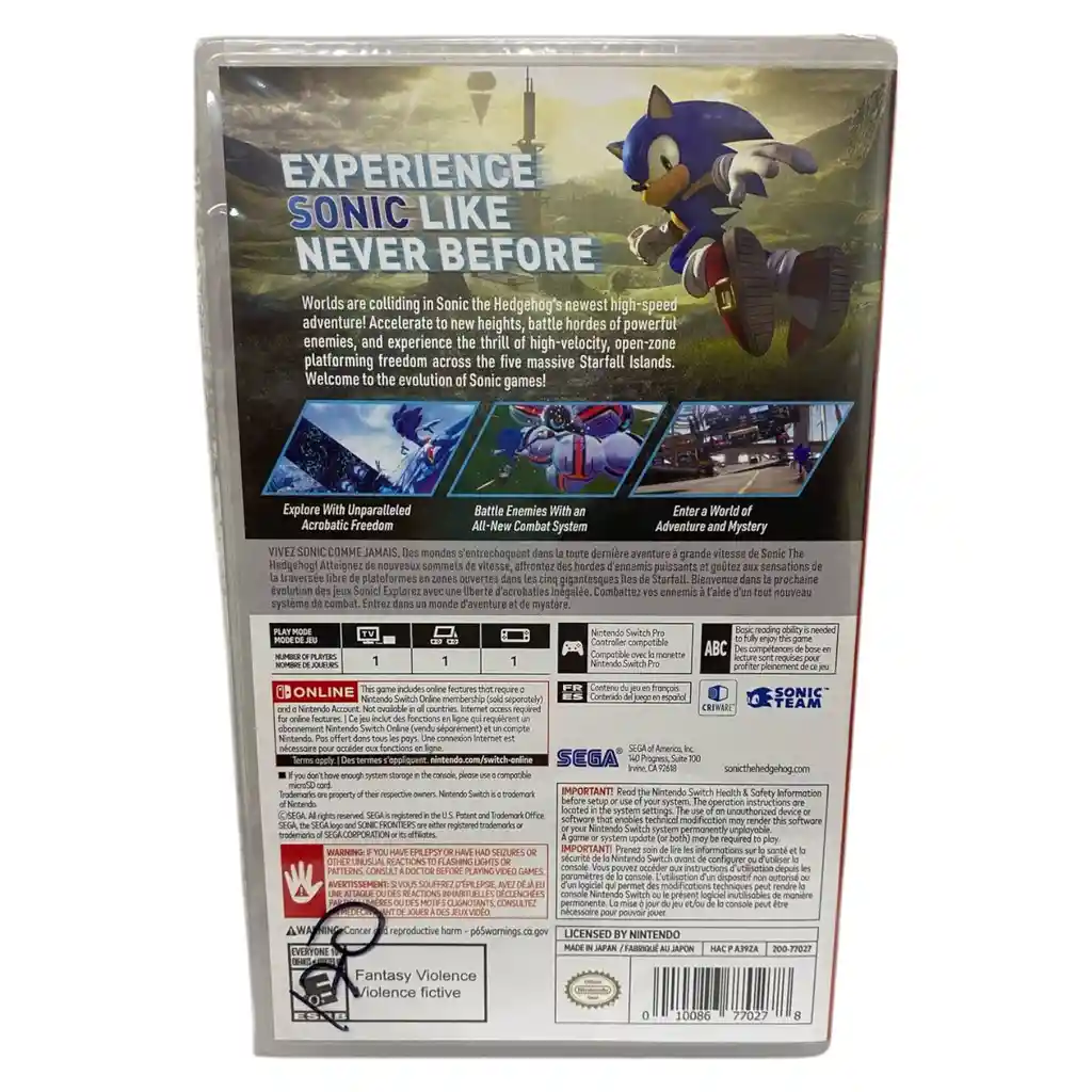Sonic Frontiers Para Nintendo Switch Nuevo Y Fisico