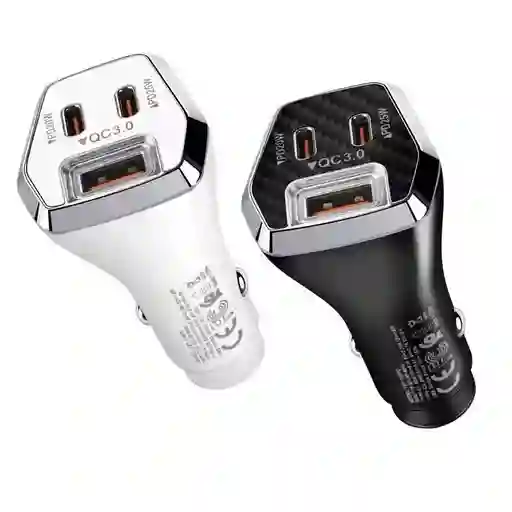 Pluyin De Carro Tipo C Y Usb Yy-c18 Blanco