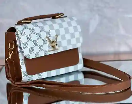 Bolso Para Mujer Bandolero Inspirado Louis Vuitton Damier Azur Color Azul Cuadros Con Correa