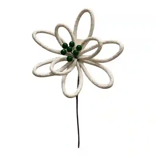 Flor Santini Poinsettia 25cm Blanco Plastico