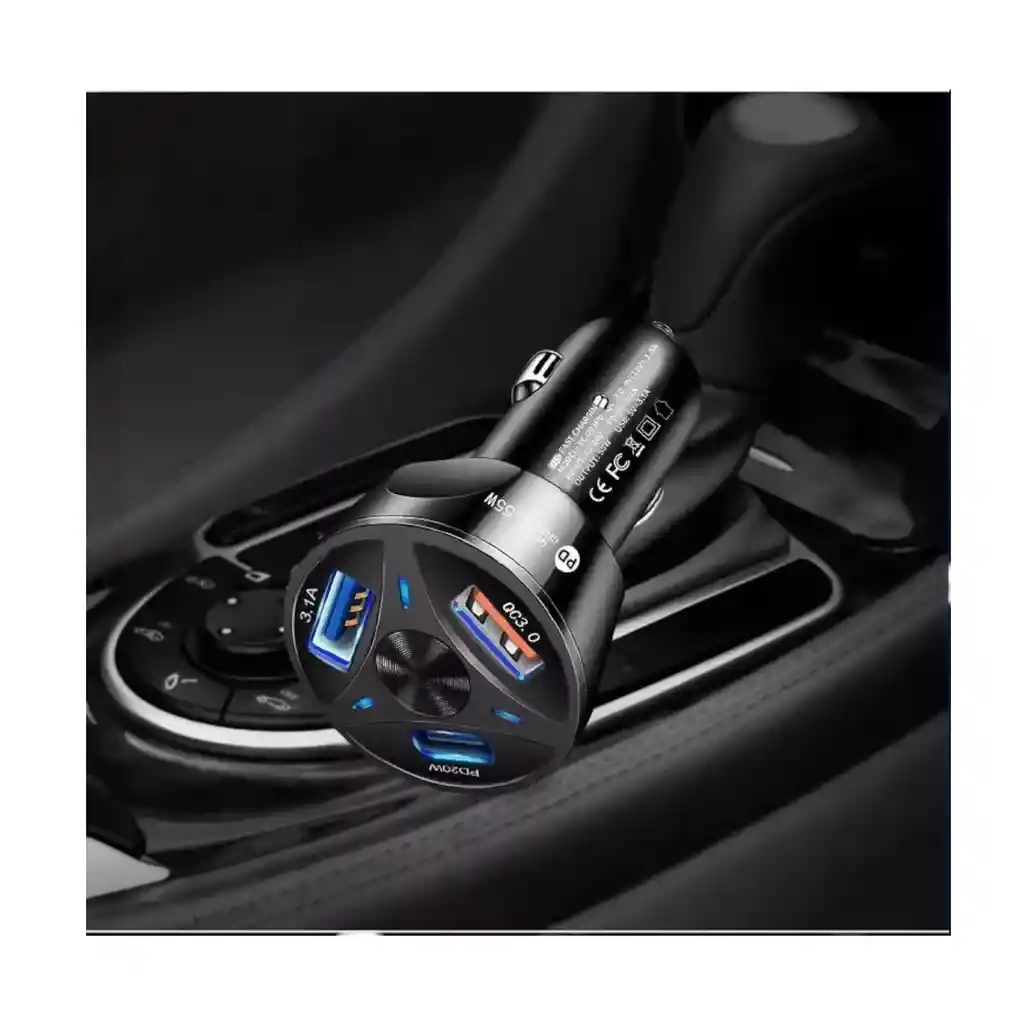 Cargador Plugin De Carro 55w Mle-66pd Con 2 Usb Y 1 Tipo C