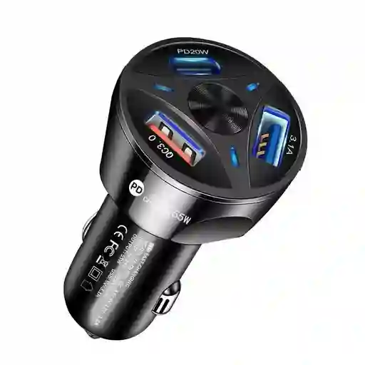 Cargador Plugin De Carro 55w Mle-66pd Con 2 Usb Y 1 Tipo C