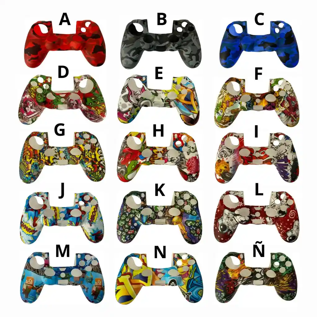 Funda En Silicona De Diseño + 2 Grips Para Control Ps4