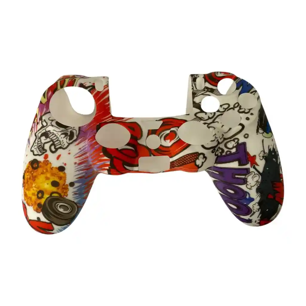 Funda En Silicona De Diseño + 2 Grips Para Control Ps4