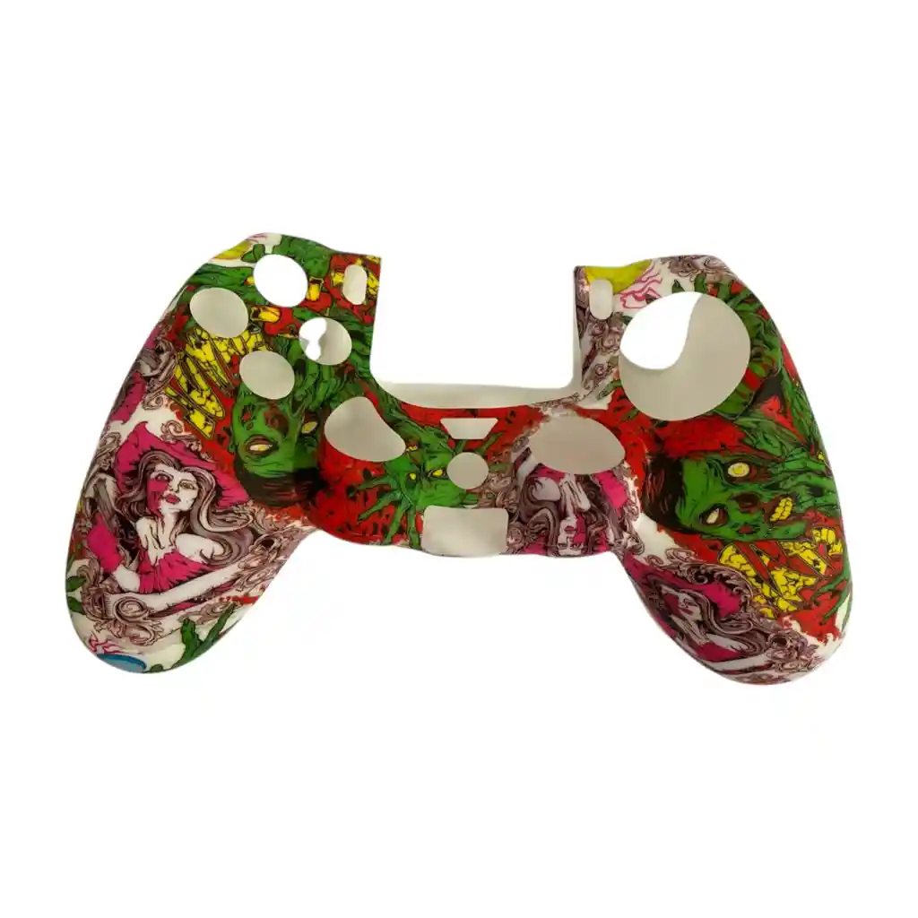 Funda En Silicona De Diseño + 2 Grips Para Control Ps4