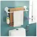 Toallero Doble Barra Con Ganchos Multifuncional Adhesivo