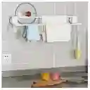 Toallero Doble Barra Con Ganchos Multifuncional Adhesivo