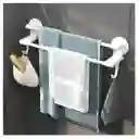 Toallero Doble Barra Con Ganchos Multifuncional Adhesivo