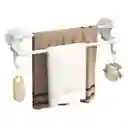 Toallero Doble Barra Con Ganchos Multifuncional Adhesivo