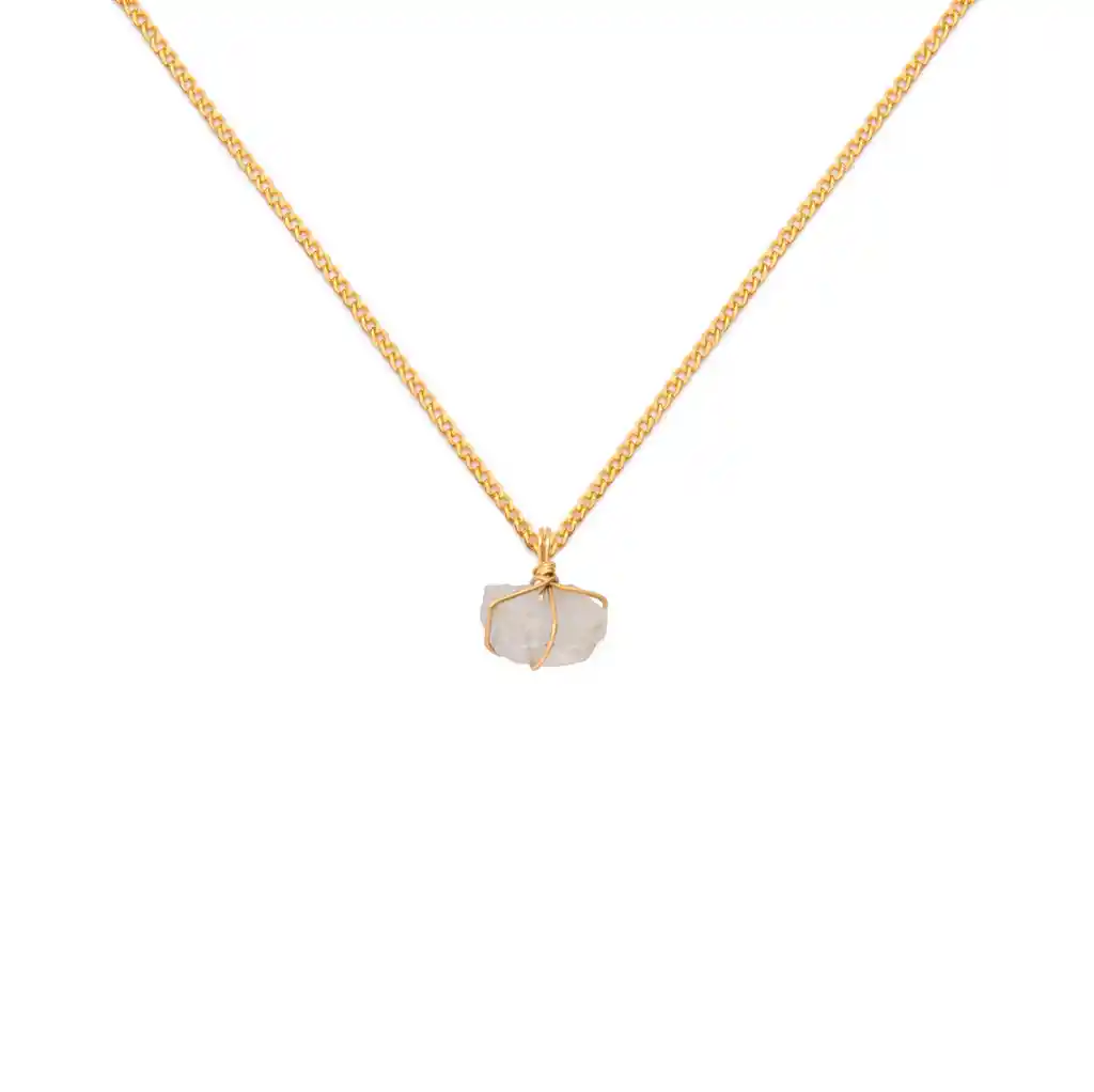 Collar Cadena Oro Piedra Lunar