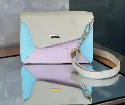 Bolso Para Mujer Bandolero Cruzado Color Combinado Pastel Con Correa