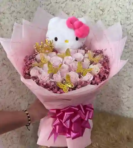 Ramo Hello Kitty Y Rosas Rosadas