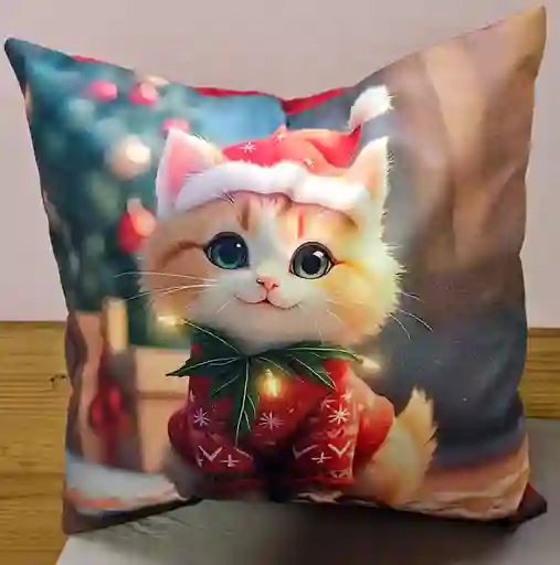 Cojin Navideño Para Camas Y Muebles 45cmx 45cm Se Le Puede Quitar La Funda