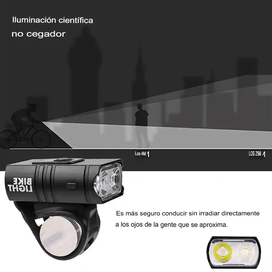 Luz Led Bicicleta Recargable Usb Alta Potencia Nocturna T6