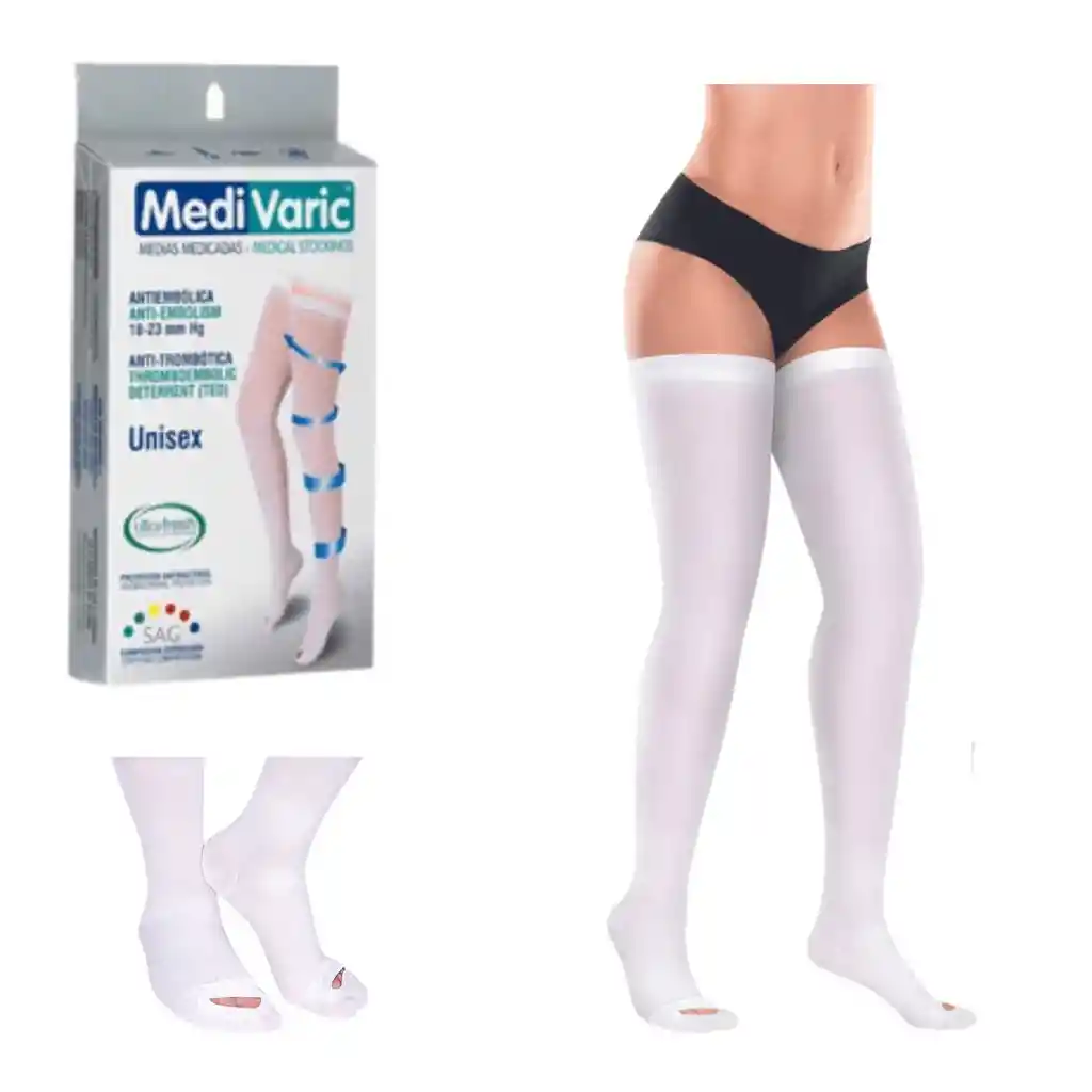 Media Antiembolica Muslo Color: Blanco Talla:m