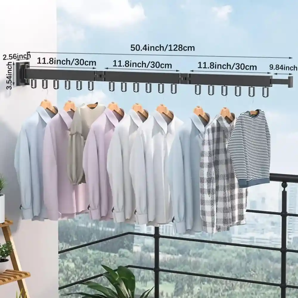 Tendedero Ropa Retractil Plegable 3 Brazos Gancho Extensible