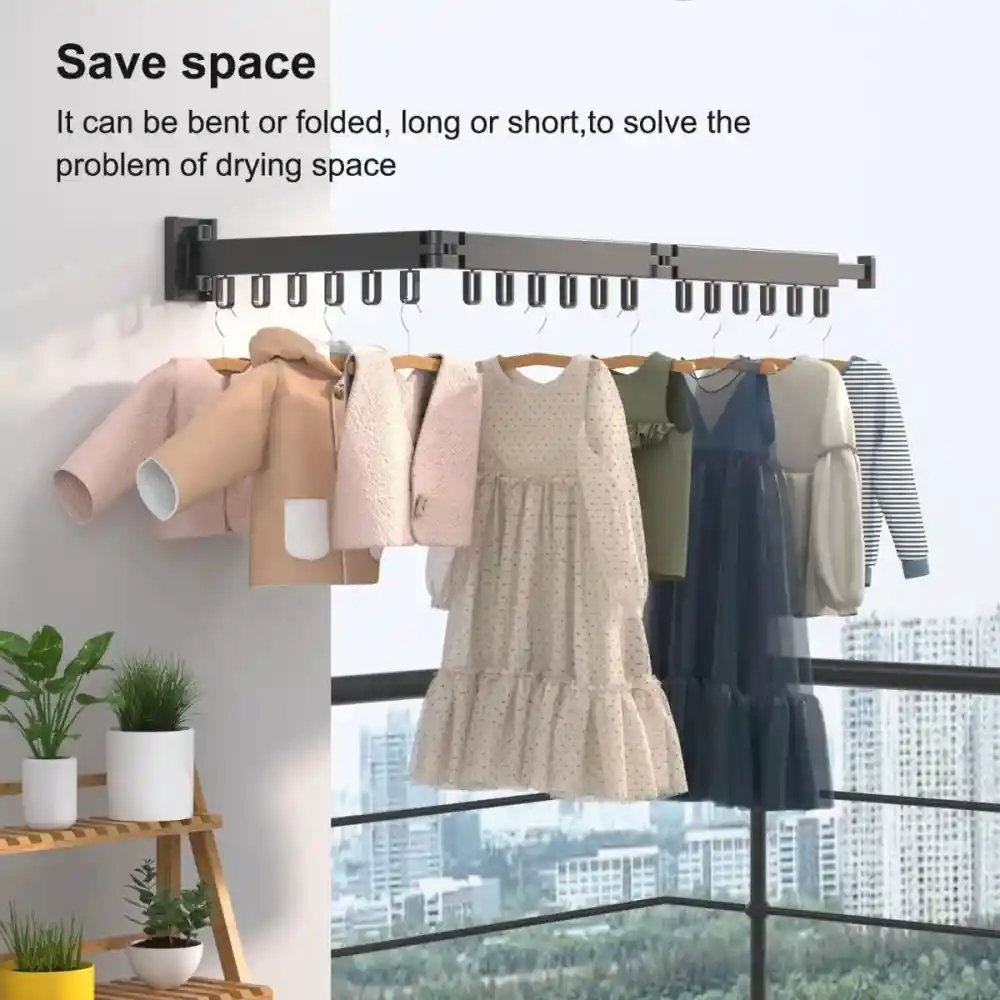 Tendedero Ropa Retractil Plegable 3 Brazos Gancho Extensible