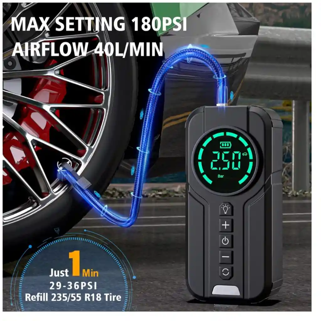 Arrancador Iniciador De Batería Portátil Compresor Aire 12v