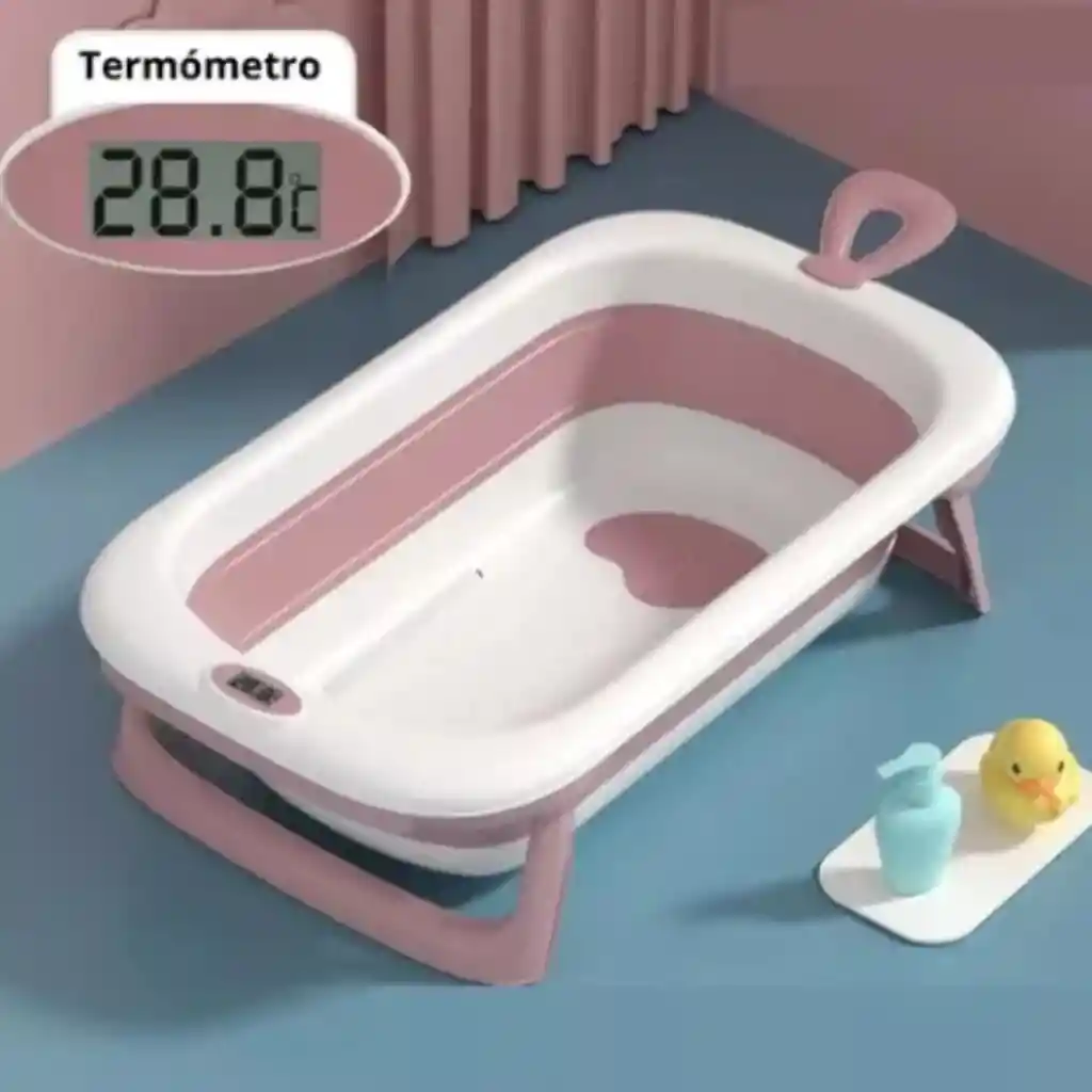 Tina Bañera Plegable Para Bebés, Con Termómetro Inteligente Variado Liso