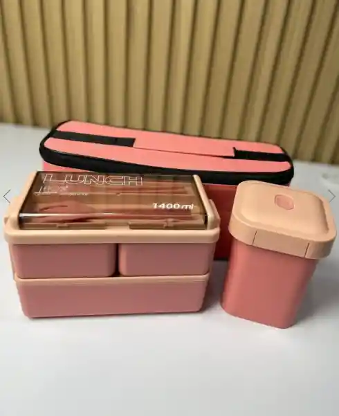 Recipiente De Comida + Lonchera Modelo B – 1400 Ml Hermética Y Portátil