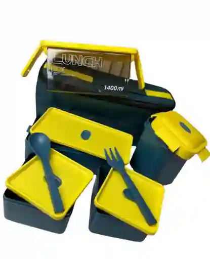 Recipiente De Comida + Lonchera Modelo B – 1400 Ml Hermética Y Portátil