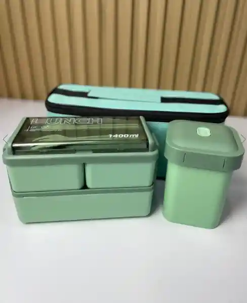 Recipiente De Comida + Lonchera Modelo B – 1400 Ml Hermética Y Portátil