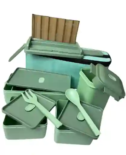 Recipiente De Comida + Lonchera Modelo B – 1400 Ml Hermética Y Portátil