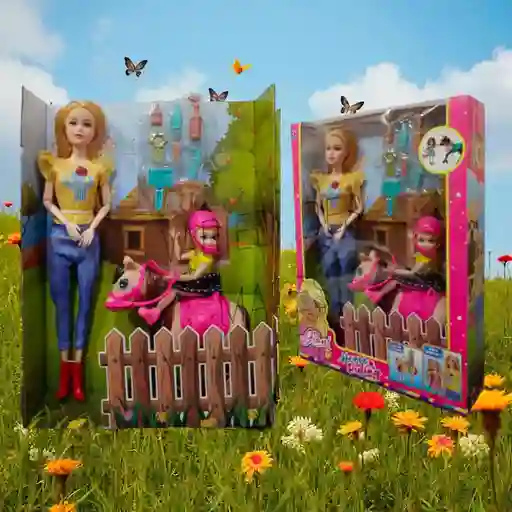 Muñeca Giany 30 Cm Tipo Barbie, Hija Con Pony