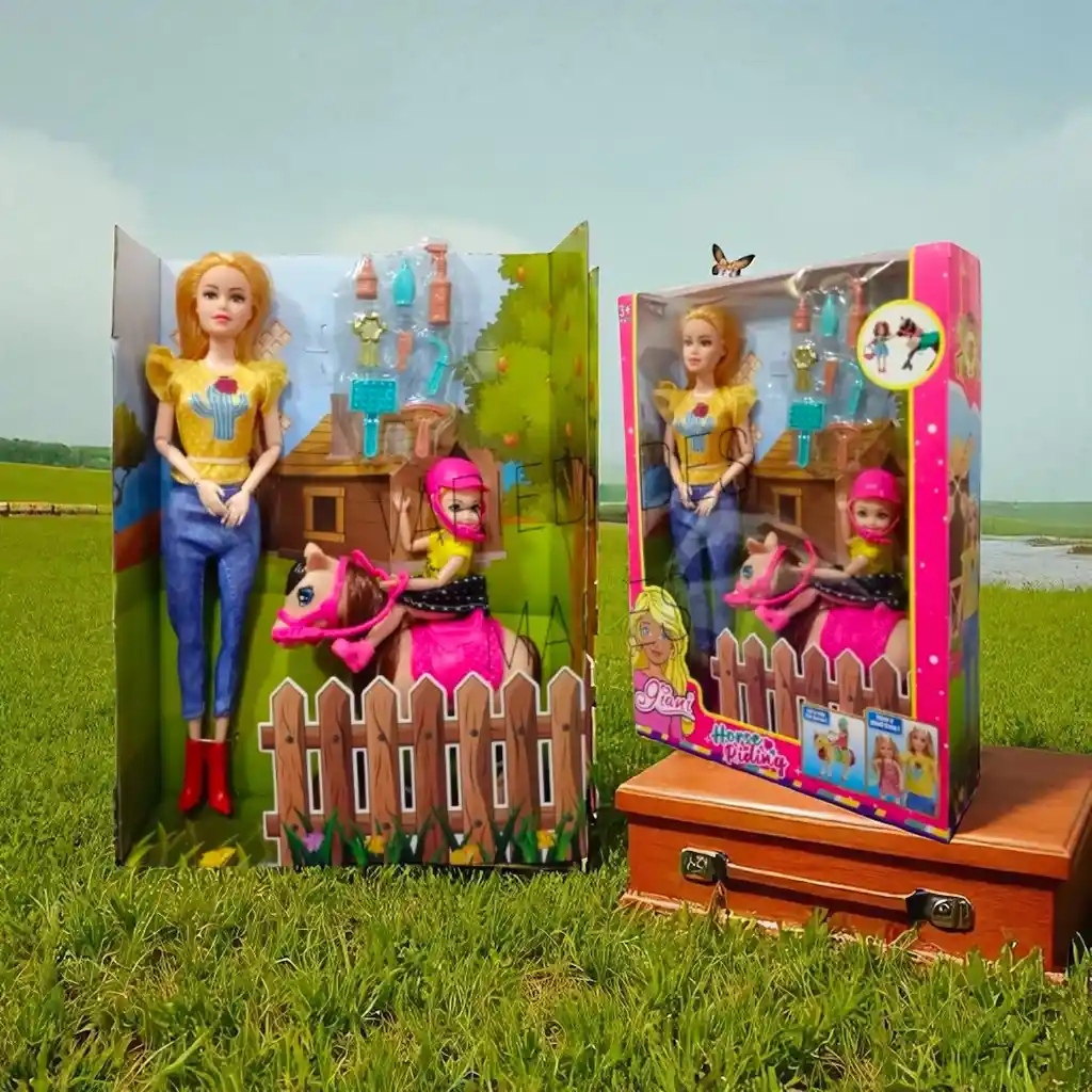 Muñeca Giany 30 Cm Tipo Barbie, Hija Con Pony