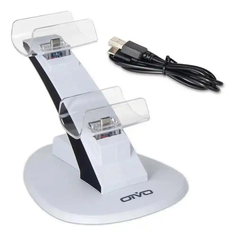 Base Cargador Inalámbrico Dual Para 2 Mandos De Ps5 Luz Led Cargador Control Pley 5
