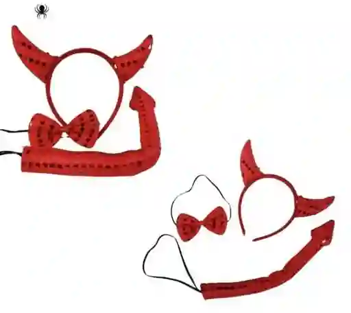 Kit Disfraz Diabla Rojo Con Lentejuelas