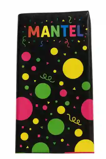 Mantel En Plástico Negro Circulos En Colores Rectangular Reutilizable
