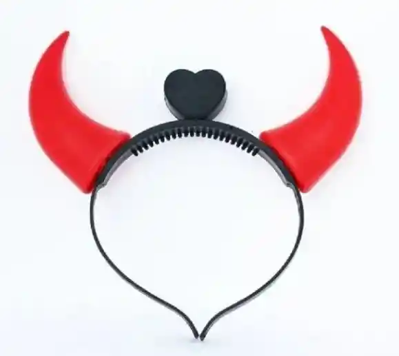 Diadema Cachos Diablo Rojo Con Luz