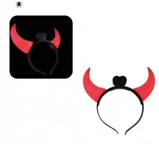 Diadema Cachos Diablo Rojo Con Luz