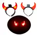 Diadema Cachos Diablo Rojo Con Luz