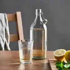 1 Botella De Vidrio Cierre Hermetico Metalico Tapon De 1 Litro