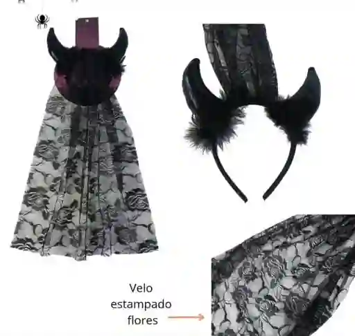 Tiara Diadema Cachos Negros Y Velo