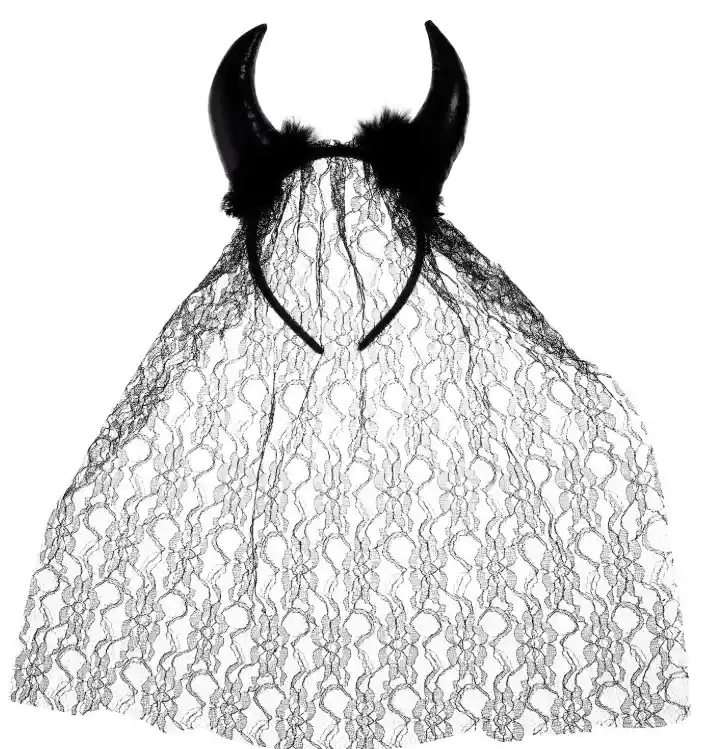 Tiara Diadema Cachos Negros Y Velo