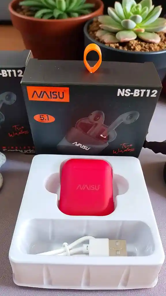 Audifonos Inalámbricos Bluetooth Manos Libres Naisu Rojo