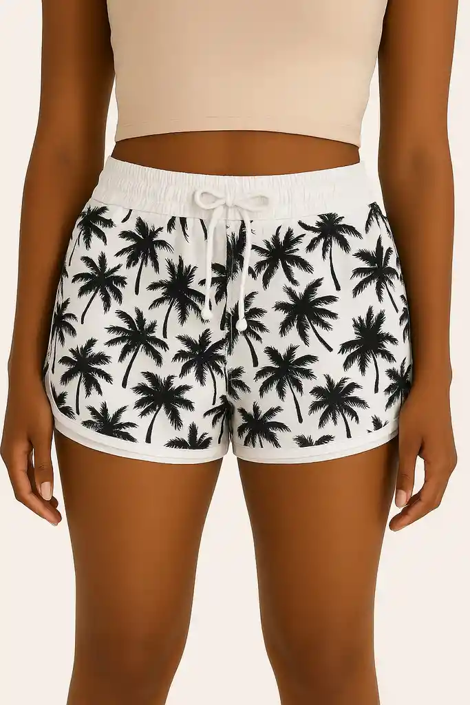 Short Playero Estampado Hawaiano Talla Unica