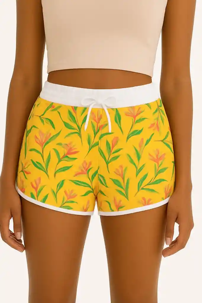 Short Playero Estampado Hawaiano Talla Unica