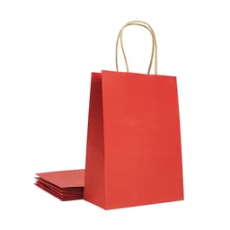 Bolsa De Papel Kraft Roja 24cm X 19cm X 11,5cm X 1 Und