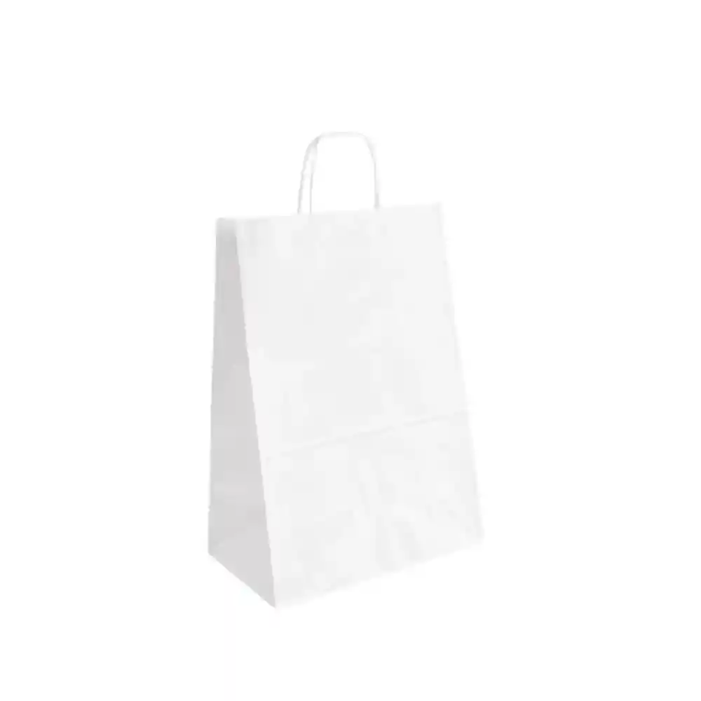 Bolsa De Papel Kraft Blanca 24cm X 19cm X 11,5cm X 1 Und