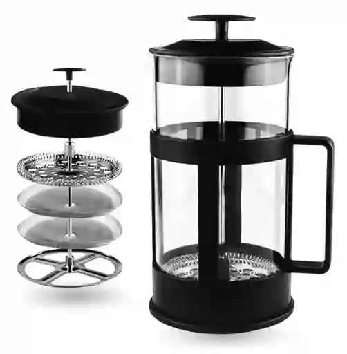 Prensa Francesa Cafetera De Vidrio Borosilicato 1000ml Con Filtro Fino