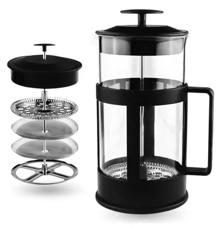 Prensa Francesa Cafetera De Vidrio Borosilicato 1000ml Con Filtro Fino