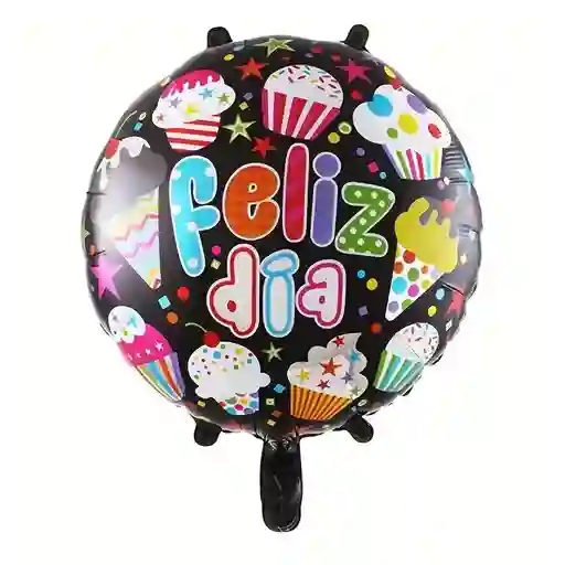 Globo Metalizado Negro Feliz Dia De Colores