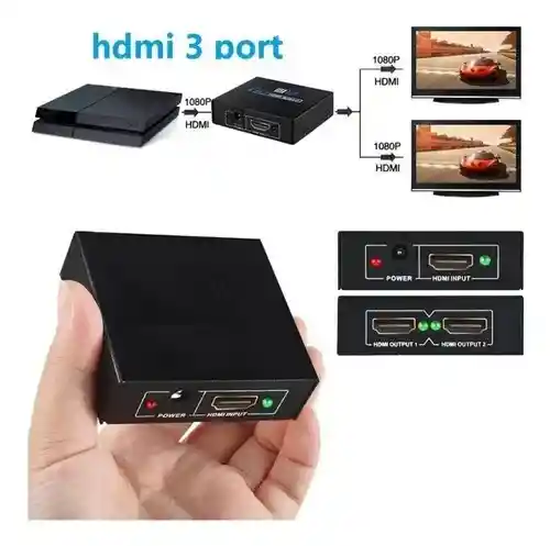 Splitter Hdmi 2 X 1 Multipuerto 2 Salidas + Cargador
