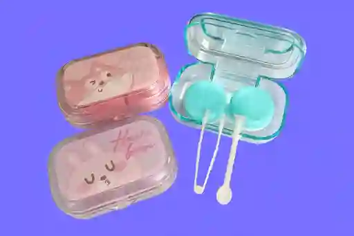 Estuche Porta Lentes De Contacto, Pinza Y Chupa Extracción