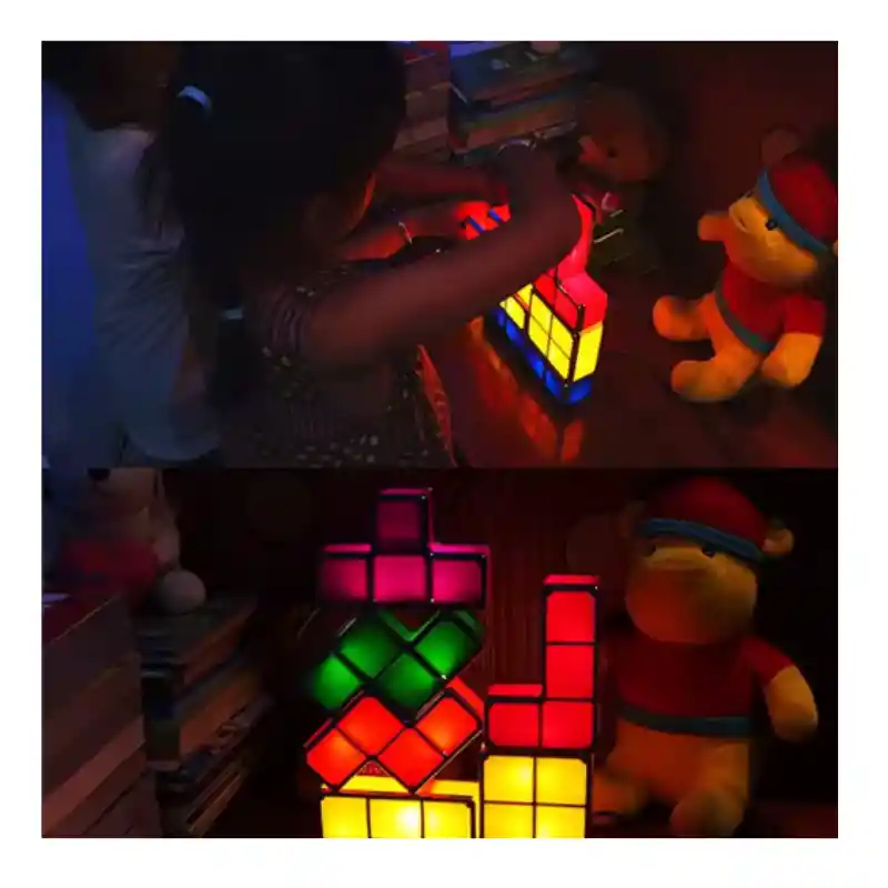 Lámpara De Mesa Led Tipo Tetris 7 Colores